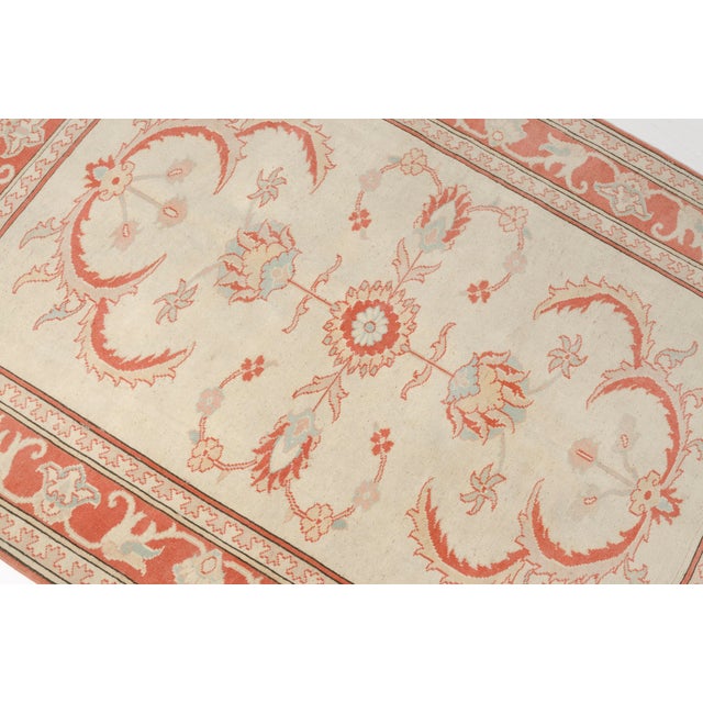 Ivory Vintage Turkish Oushak Rug in Pastel Salmon Pink and Ivory For Sale - Image 8 of 10