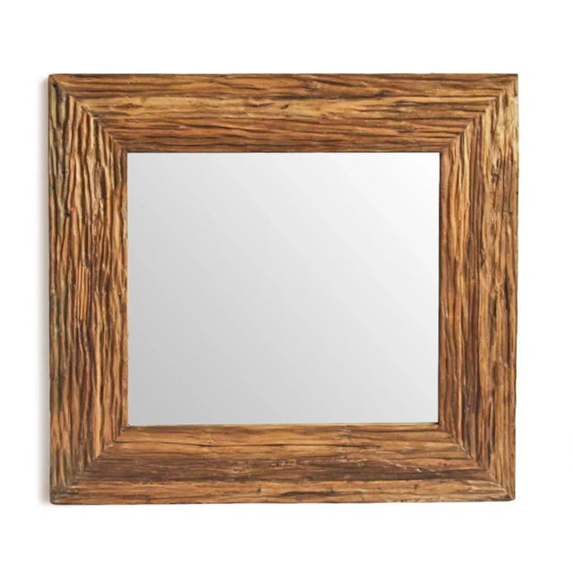 Rustic Vintage Rustic Deep Grain Wood Mirror For Sale - Image 3 of 3