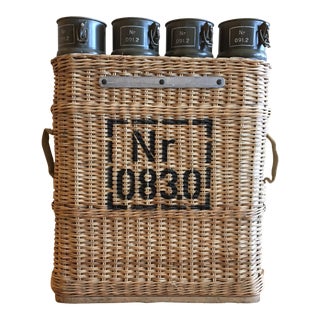 1930's Vintage World War II Swiss Ammo Carrier Wicker Basket For Sale