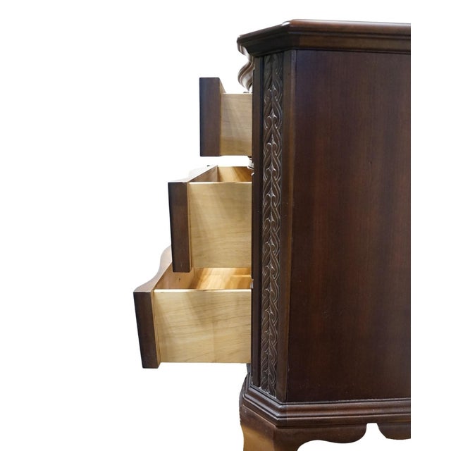 Wood American Drew Solid Cherry Traditional Style 32" Serpentine Front Three Drawer Nightstand 601-420 For Sale - Image 7 of 14