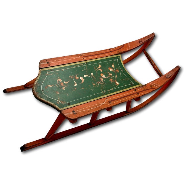 Outstanding Antique American Victorian Childs Snow Sled With Beautiful Original Hand Painted Features - Circa 1870s For Sale - Image 16 of 18