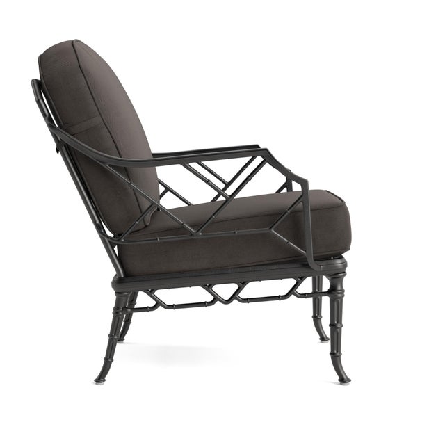 Contemporary Brown Jordan Calcutta Lounge Chair, Textured Pewter frame with Fusion Charcoal fabric For Sale - Image 3 of 11