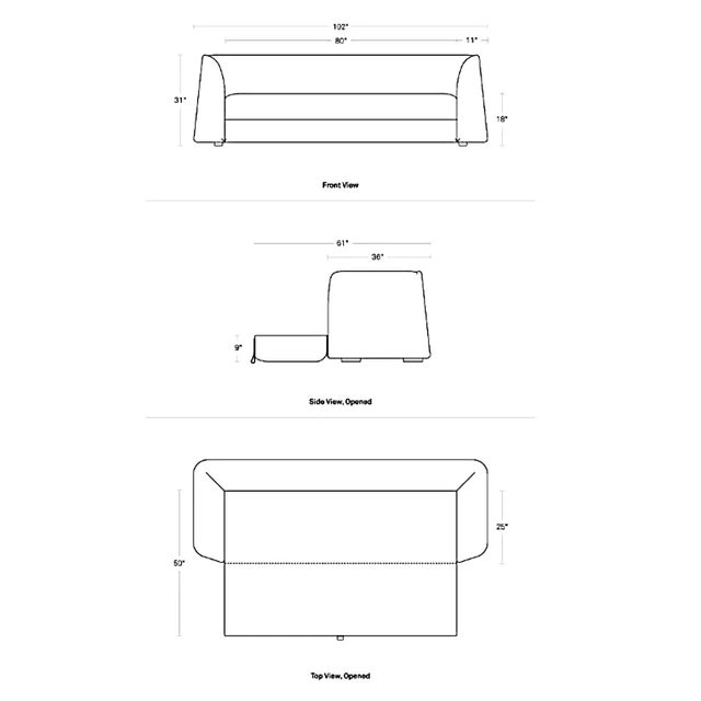 2010s Contemporary Minimalist Blu Dot Thataway 102" Sleeper Sofa Upholstered in Tait Charcoal Boucle For Sale - Image 5 of 6
