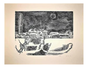 Gian Paolo Berto, Night in Venice, Original Etching, 1974