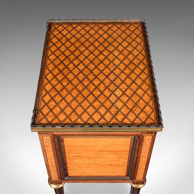 Brown Antique Nightstand, French Walnut, Bedside Drawers, Louis XVI Revival, Victorian For Sale - Image 8 of 12