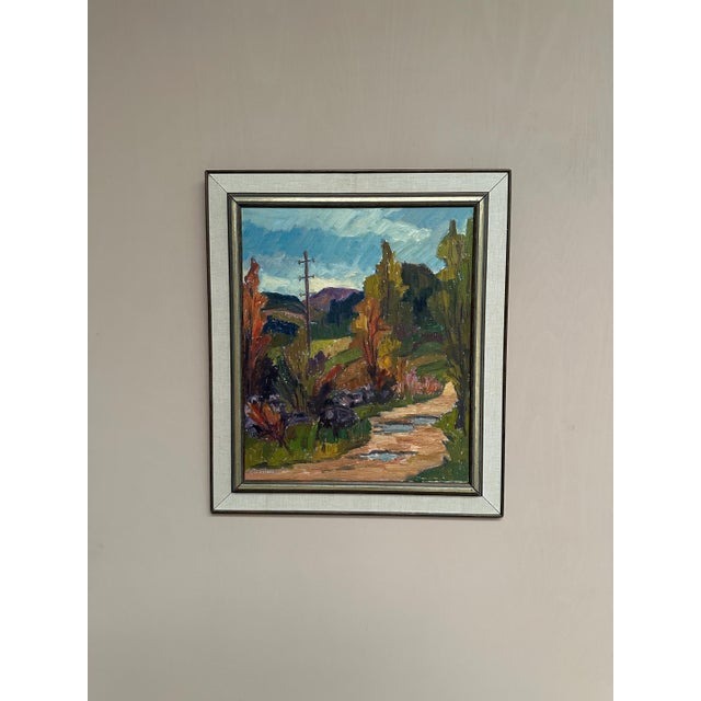 Original swedish oil on canvas – “the hillside path” by g. Grontzon – signed – vintage & framed – 61 × 70 cm (24" × 27.6")...