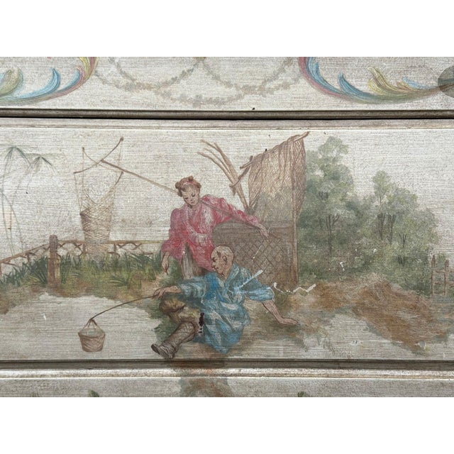 Venetian, Chinoiserie Bombé Commode, Beige Painted, Faux Marble, Italy, 1920s For Sale - Image 16 of 18
