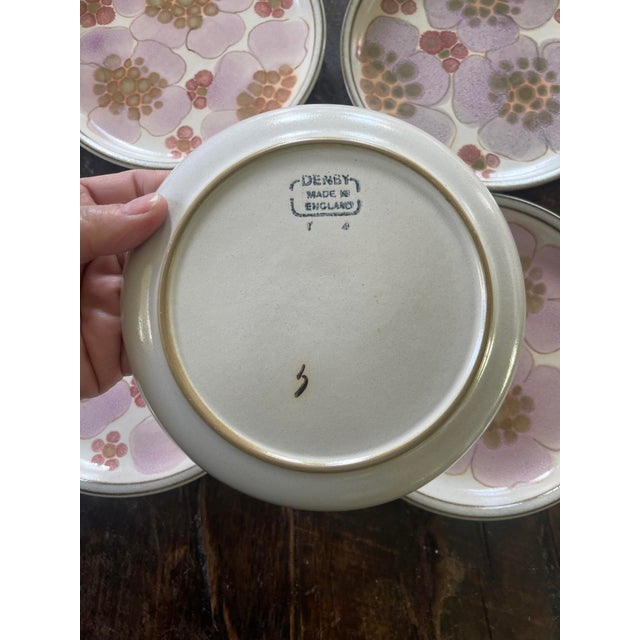 1970s English Floral Stoneware Plates by Denby - Set of 7 | Chairish
