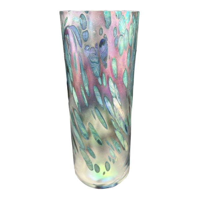 Stunning Vintage Brian Maytum Studio Signed 1985 Art Glass Vase For Sale