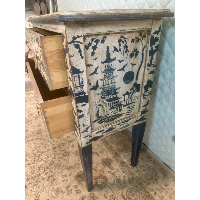 Wood Vintage Baker Furniture Hand Painted Chinoiserie Cabinet For Sale - Image 7 of 12