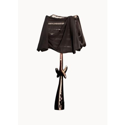 Drawers lamp designed by dali manufactured by bd. Carved structure in black varnished limewood. Lampshade in black linen....