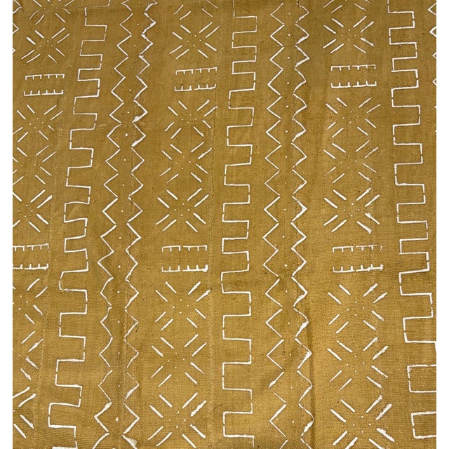 Vintage African Large Mustard & White Mud Cloth Textile Mali 64" by 43" For Sale In New York - Image 6 of 8