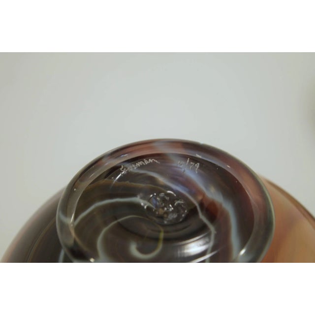 1979 Nancy Freeman Handblown Vase with Custom Stand For Sale - Image 4 of 5