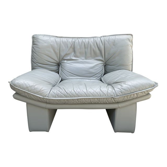 Vintage Grey Italian Leather Chair by Nicoletti Salotti Chairish