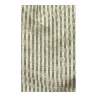 Designer Green Ticking Stripe Upholstery Fabric 55+ Yards For Sale
