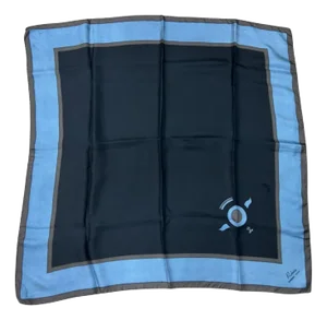 1980s Iconic Blue and Brown Silk Square Scarf by Roberta Di Camerino