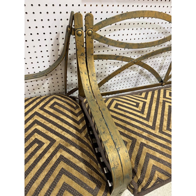 French Antique French Three-Part Iron Bench With New Custom Cushions For Sale - Image 3 of 12