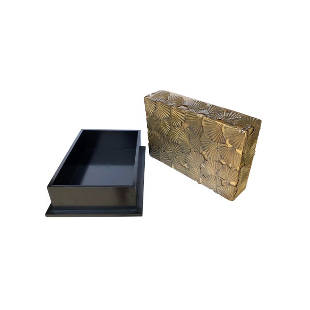 Brass Art-Deco Style Sculptured Brass Gingko Leaf Accessory Box, by Laura Kirar For Sale - Image 8 of 12