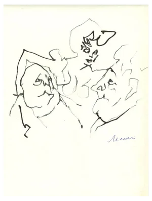 Mino Maccari, La Mezzana, Original China Ink, 1960s