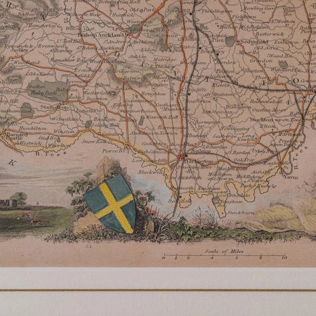 1850's Antique Lithography Map County Durham For Sale - Image 9 of 12