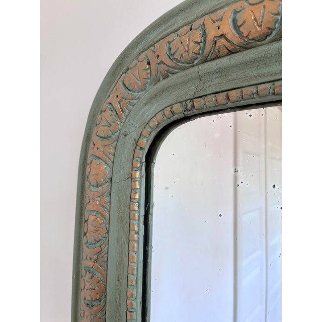 Green Large Antique French Louis Philippe Mirror – Green and Gold, Late 19th Century For Sale - Image 8 of 10