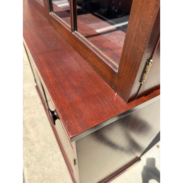 Vintage NC-Made Solid Mahogany Step Back Cupboard For Sale - Image 14 of 16
