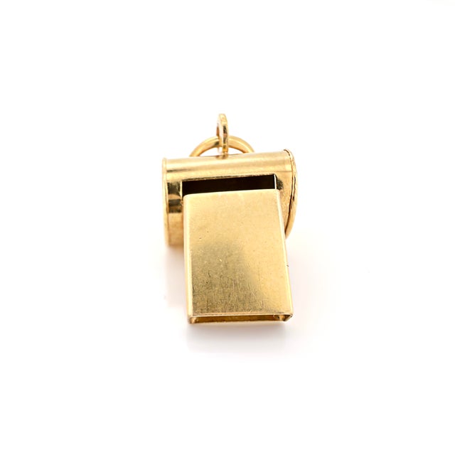 1970s Vintage 18k Yellow Gold Whistle Charm, Pendant For Sale - Image 5 of 10