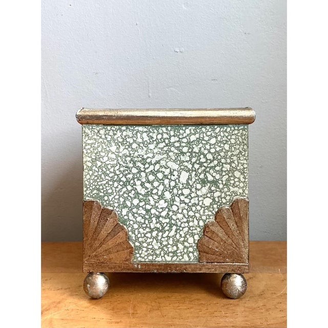 Green Vintage Painted Cache Pot With Shell Detail For Sale - Image 8 of 12