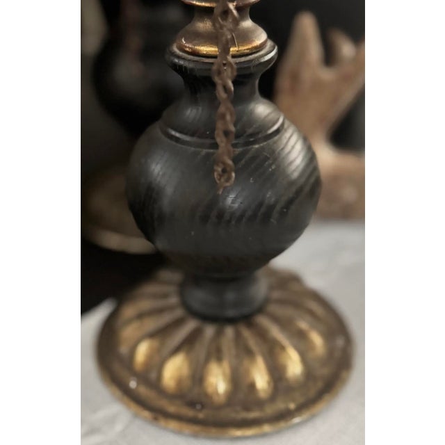 Early 19th Century Fireplace Pricket Candlesticks With Original Chain Snuffers, Pair For Sale - Image 4 of 4