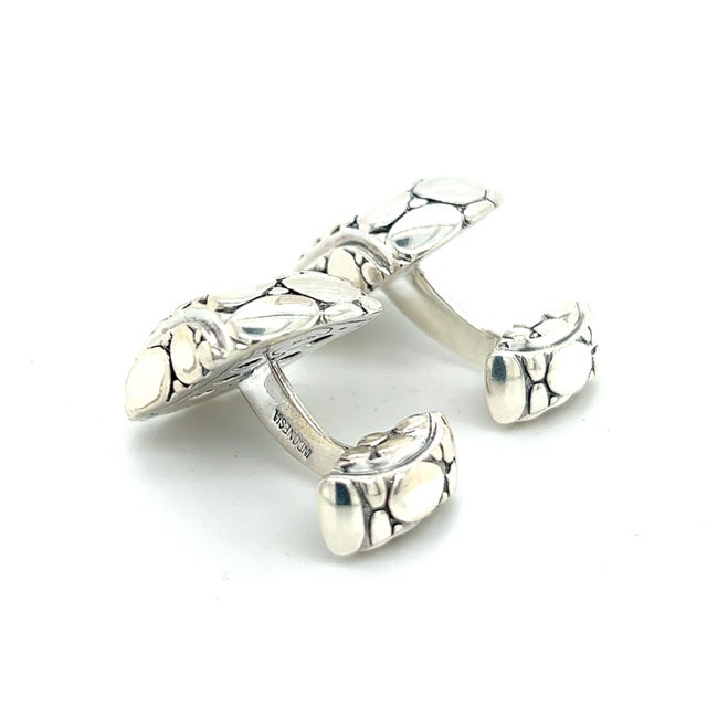 Traditional 1990s Pair of John Hardy Estate Men Cufflinks Sterling Silver For Sale - Image 3 of 11
