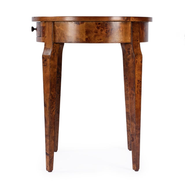 Archer 20 in. W Round Burl Wood 1 Drawer Side Table, Traditional Burl For Sale - Image 9 of 11
