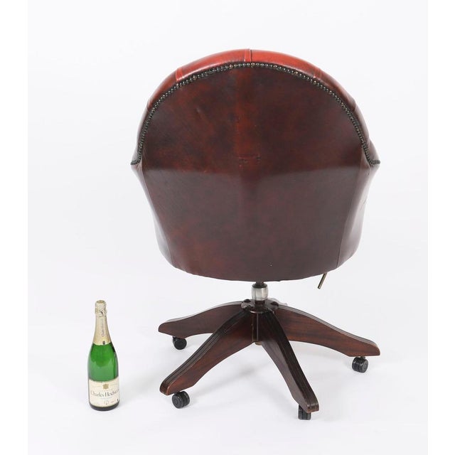 Vintage English Leather Desk Chair For Sale - Image 10 of 11