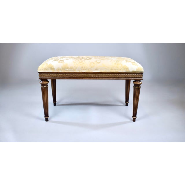 Louis XVI Style Benches After Baker Furniture, Giltwood & Silk, 1960s For Sale - Image 10 of 13