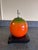 Postmodern Turned Wood Apple Sculpture With Metal Stem and Ebonized Wood Base For Sale - Image 3 of 6