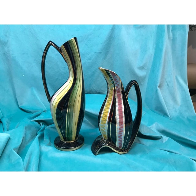 Ceramic Mid Century Belgium Pottery Porcelain Atomic Vases - Set of 2 For Sale - Image 7 of 9