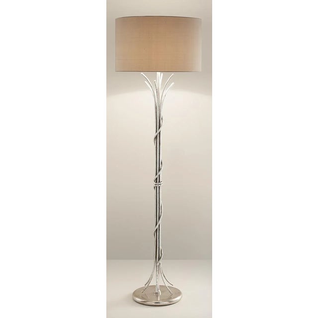 Art Deco Florentine Antique Silver Leaf Silver Sculpture Floor Light For Sale - Image 3 of 4