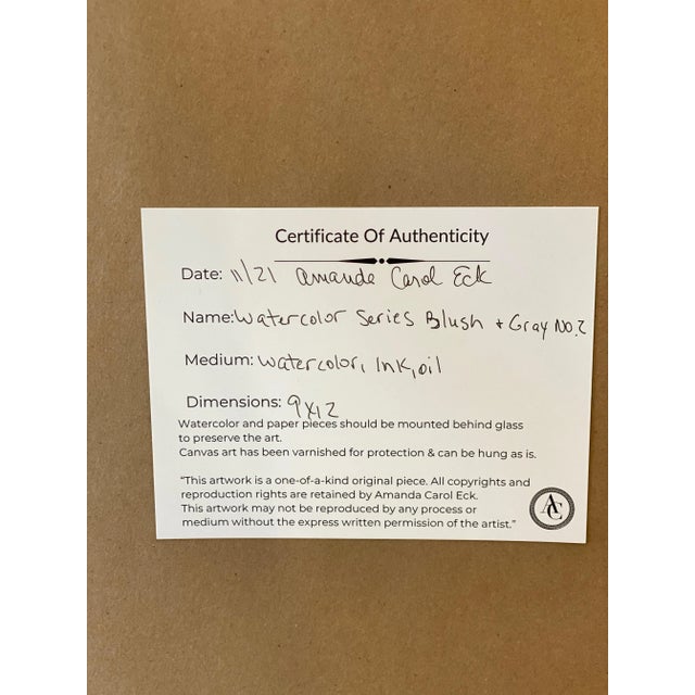 Contemporary Abstract Blush and Gray Original Watercolor Painting, Framed For Sale In Little Rock - Image 6 of 7