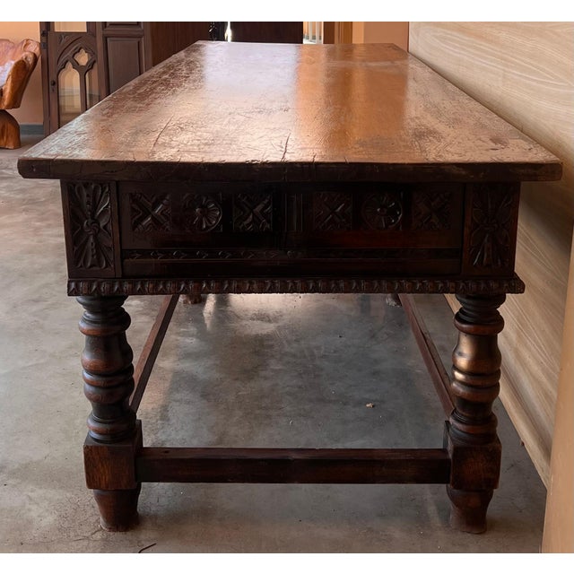 Late 18th Century Spanish Refectory Table or Farm Table with Four Drawers For Sale - Image 6 of 18