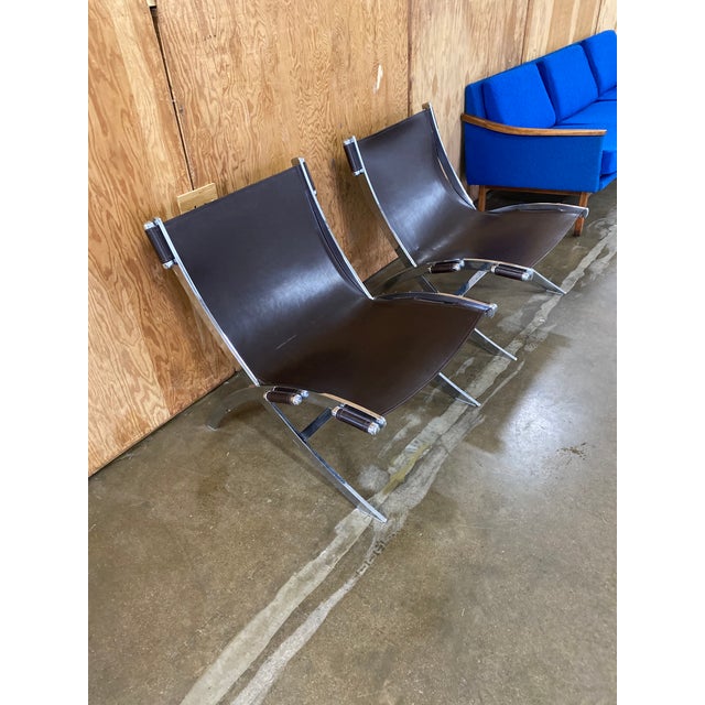 Pair of Italia Scissor Chair in the Style of Paul Tuttle Antonio Citterio for Flexform For Sale - Image 4 of 7