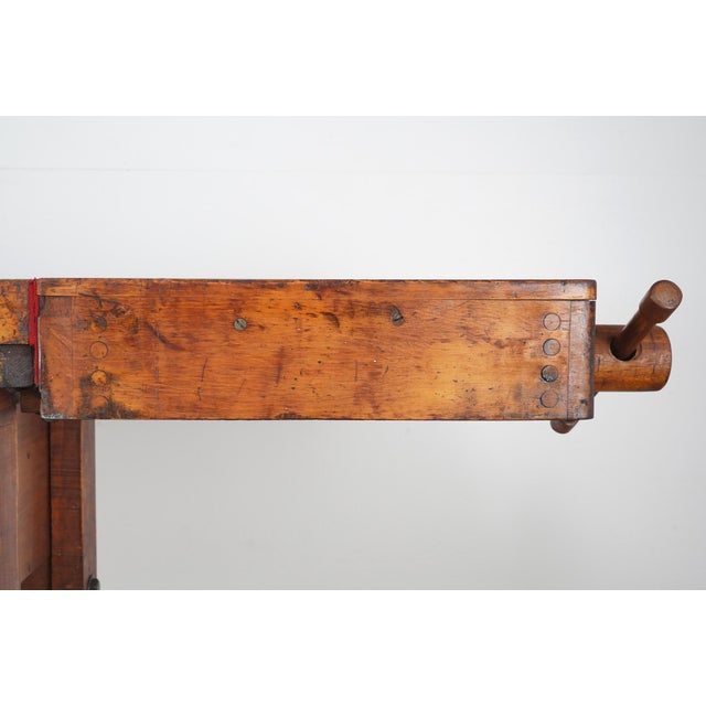Vintage Industrial Woodworkers Workbench For Sale - Image 10 of 16