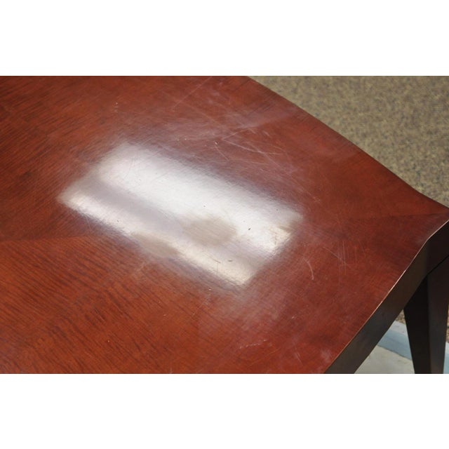 Late 20th Century Baker Harlequin Modern Cross Inlay Top Large Coffee Cocktail Table on Wheels For Sale - Image 12 of 15