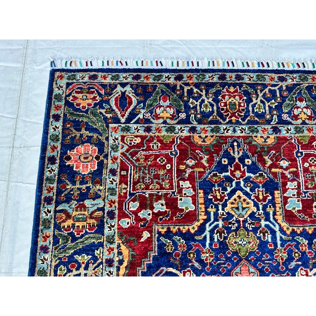 Royal Blue Karachoph Kazak Medallion Hand-Knotted Wool Rug - 3'11" X 6'0" For Sale - Image 9 of 12