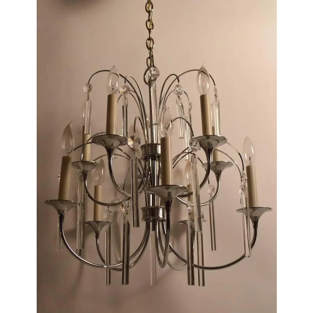 Gaetano Sciolari Ten-Light Chrome and Glass Chandelier by Sciolari For Sale - Image 4 of 10