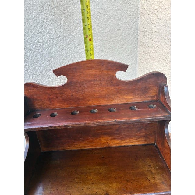 Victorian English Pipe Rack With Drawer, Walnut Wall Shelf, Circa 1865 For Sale - Image 4 of 12