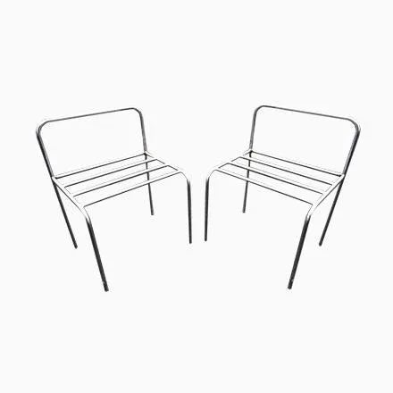 Silver Stackable Chromed Metal Side Chairs, 1970s, Set of 6 For Sale - Image 8 of 8