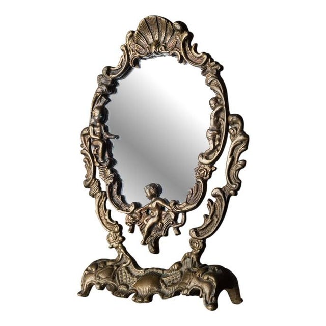 Vintage Brass Make-Up Mirror, France, 1930s For Sale - Image 12 of 12