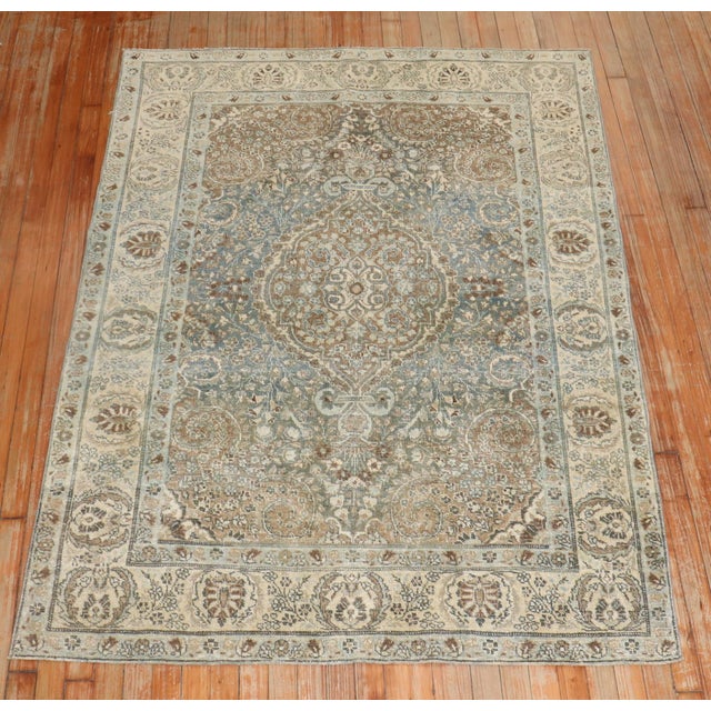 Beige Antique Persian Tabriz Carpet - 4'6" x 6'2" For Sale - Image 8 of 8