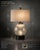 Late 20th Century Crackle Glass Globe Table Lamp With Dark Wood Base & Linen Drum Shade — 27” For Sale - Image 4 of 5