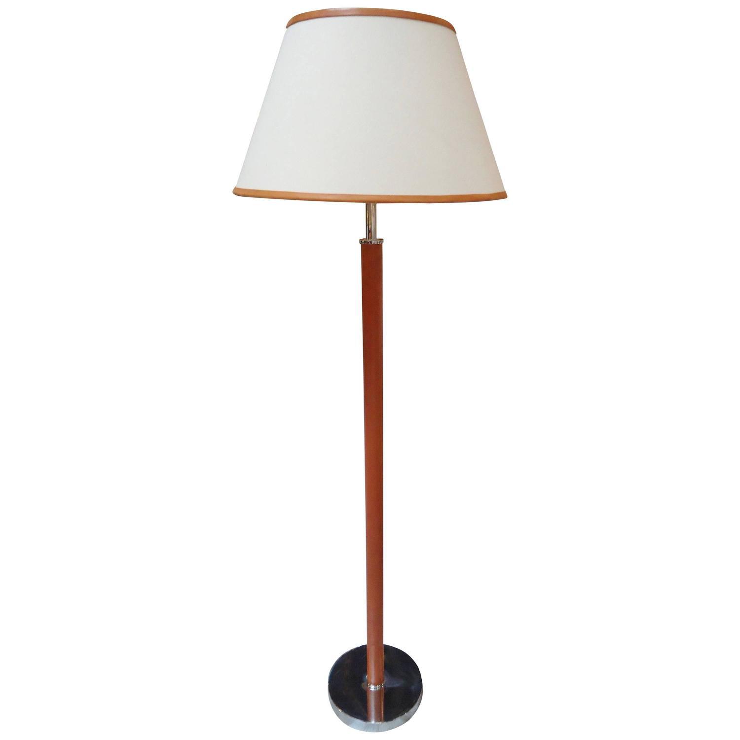 Ralph Lauren Chrome & Leather Floor Lamp Chairish