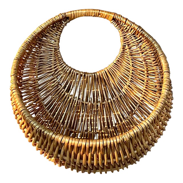 Vintage Coastal Woven Rattan Wall Basket Chairish